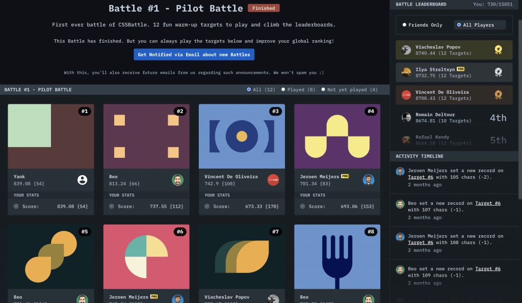 css игра CSSBattle